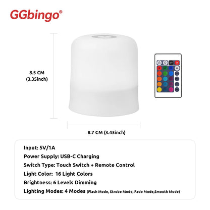RGB Touch Night Light - 16 Colors Remote