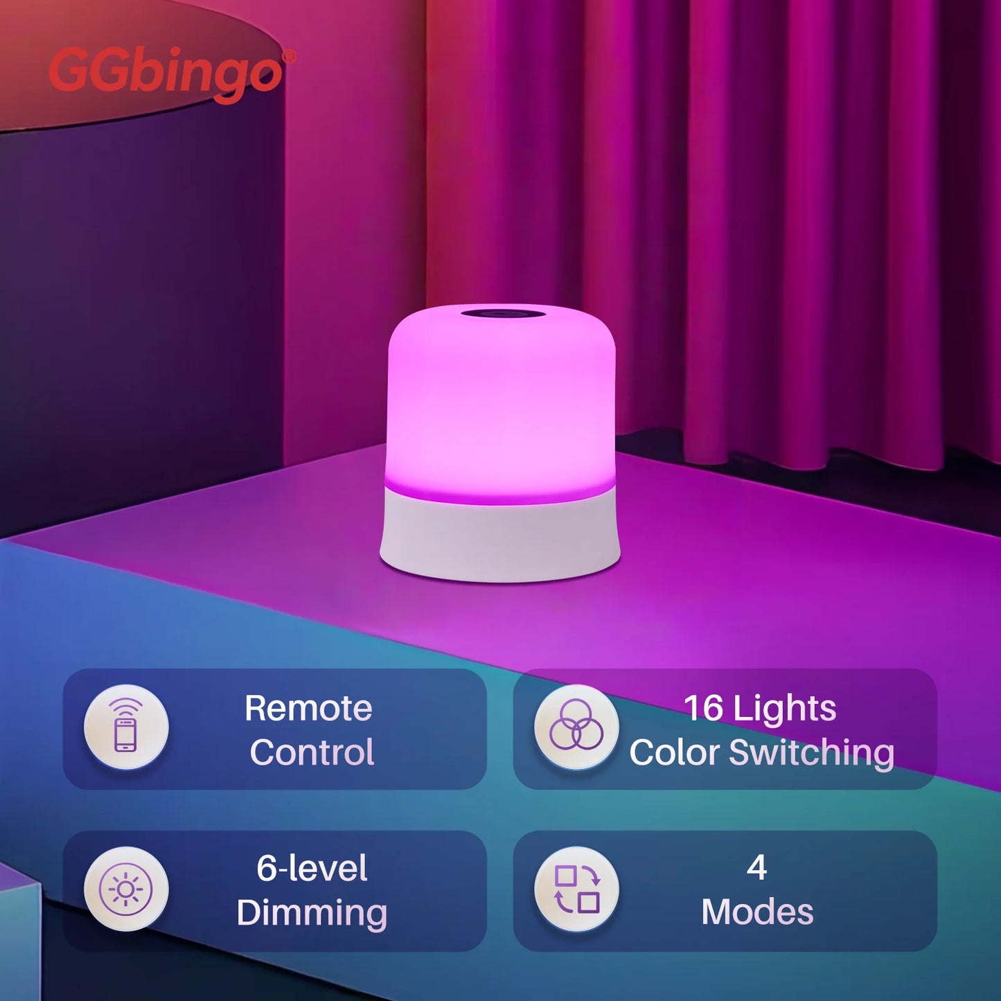 RGB Touch Night Light - 16 Colors Remote