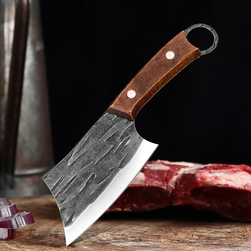 Steel Cleaver Knife - Wooden Handle