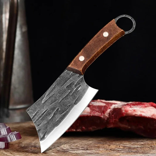 Steel Cleaver Knife - Wooden Handle