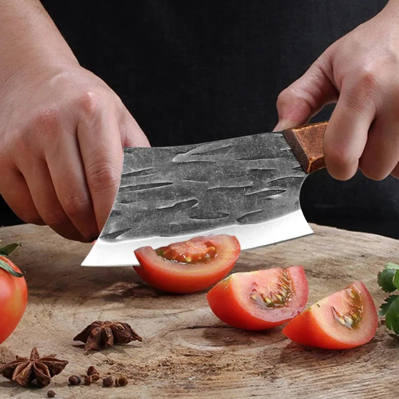 Steel Cleaver Knife - Wooden Handle