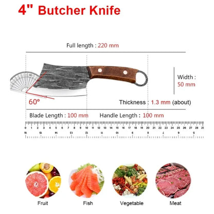 Steel Cleaver Knife - Wooden Handle