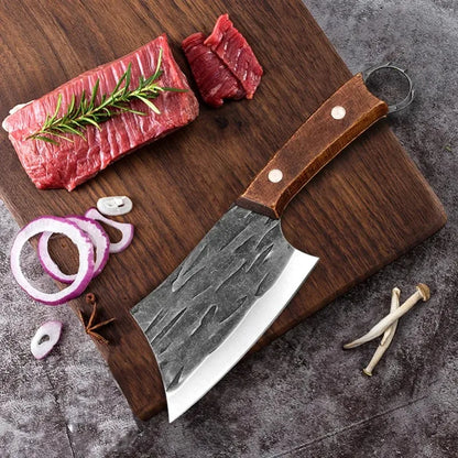 Steel Cleaver Knife - Wooden Handle
